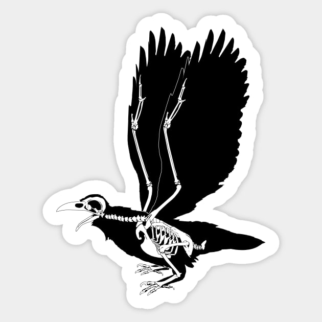 Skeleton Raven Sticker by Zefkiel